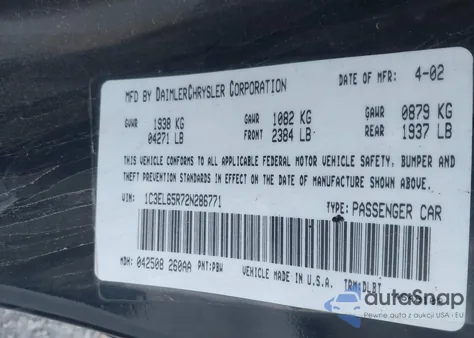 2002 Chrysler Sebring Limited from USA, damaged, VIN 1C3EL65R72N286771